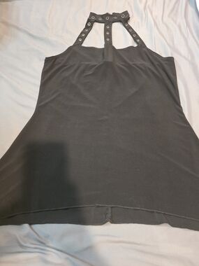 Dots Black Grommet Halter Tank Top